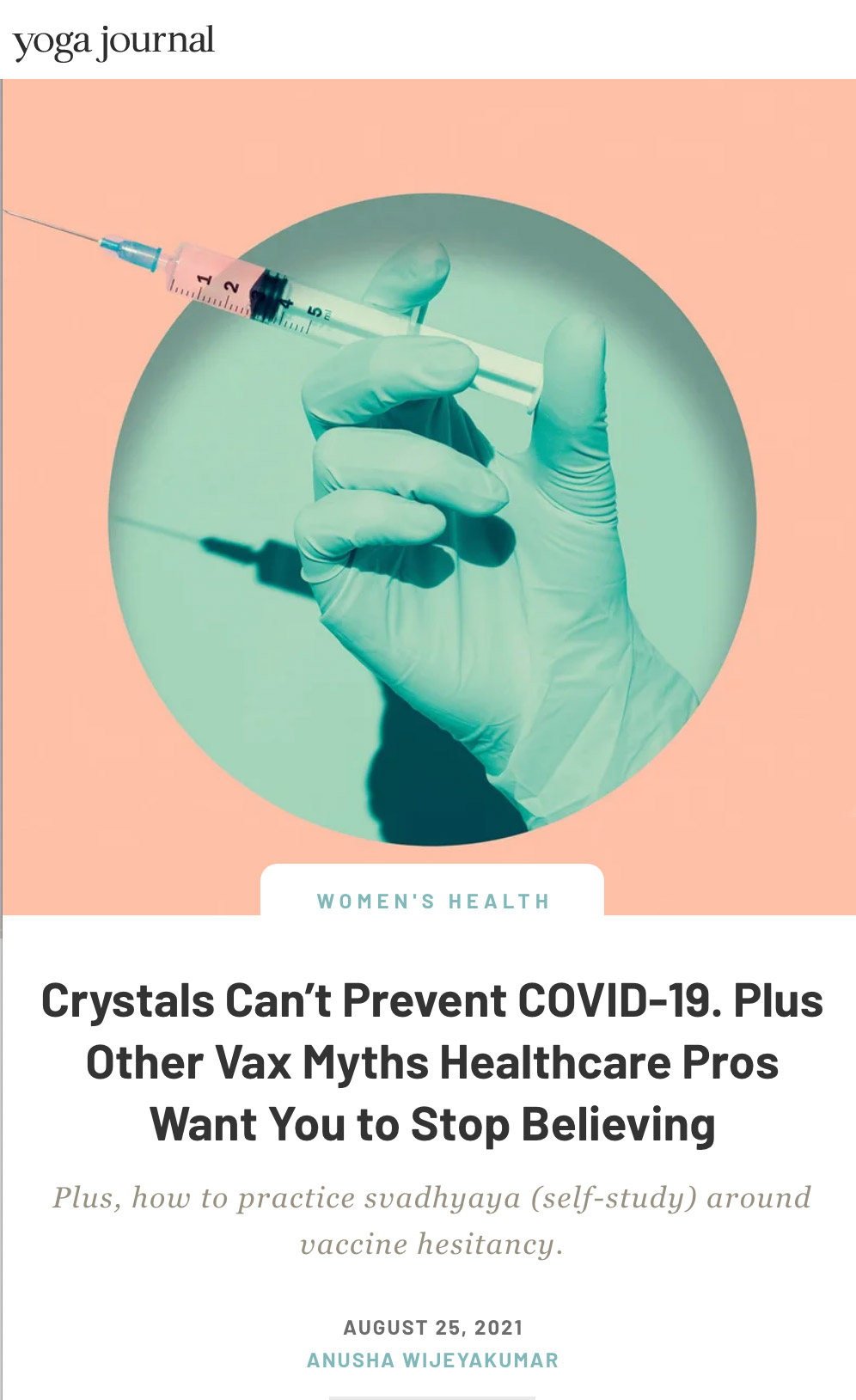 Crystals Can’t Prevent COVID-19. Plus Other Vax Myths Healthcare Pros Want You to Stop Believing